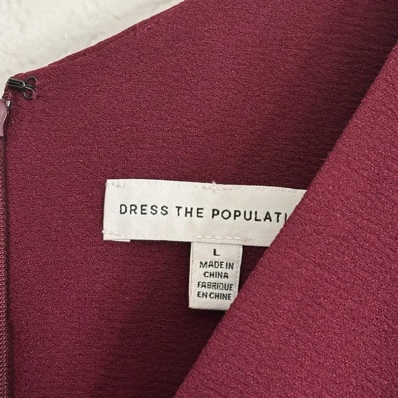 Dress The Population ALICIA Fit & Flare Burgundy Midi Dress Size: L - Picture 6 of 8